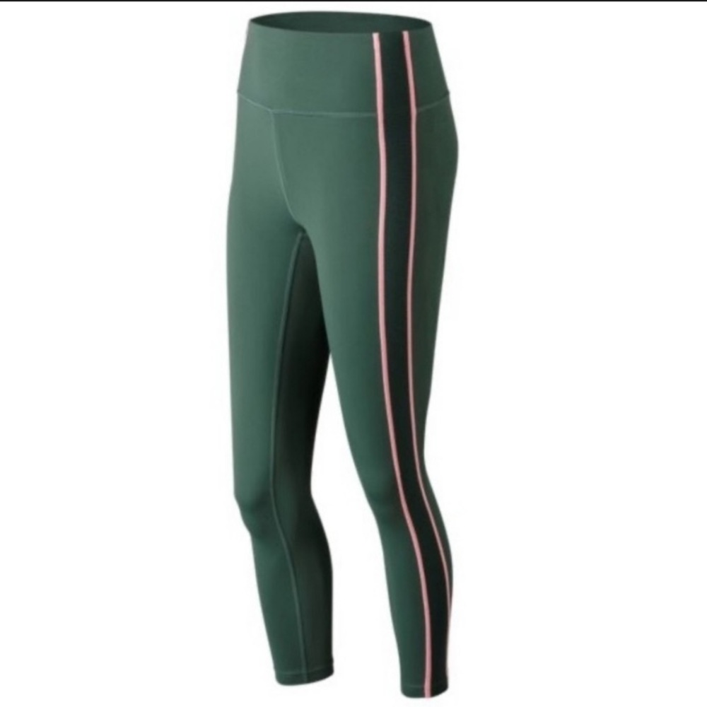 New Balance enlightened 7/8 tights leggings juniper green pink XS running